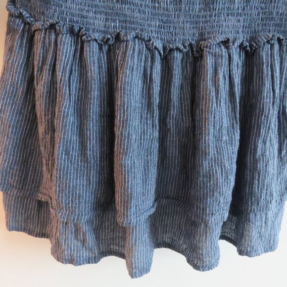 RAILS Juliette Salem Stripe Blue Linen Blend Tunic Mini Ruffle Dress - Size M - Picture 14 of 15